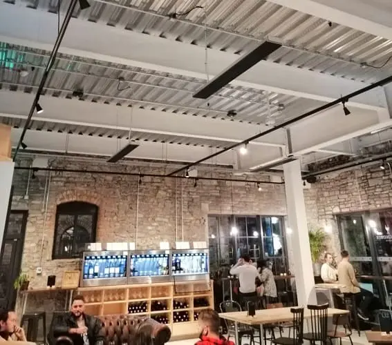 Summit heaters warming large wine bar.
